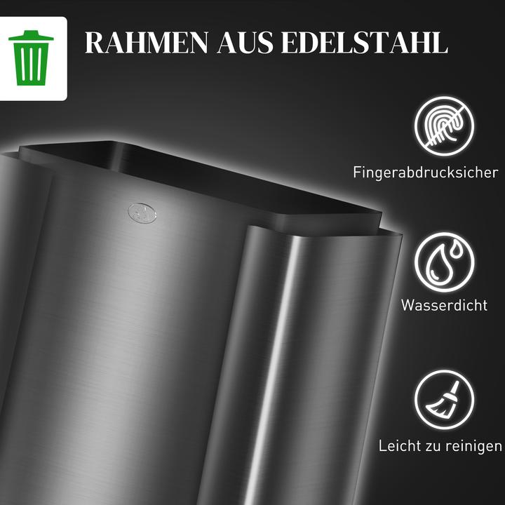 Produktbild Homcom Küchenabfalleimer Edelstahl, Kunststoff Schwarz (60 l)