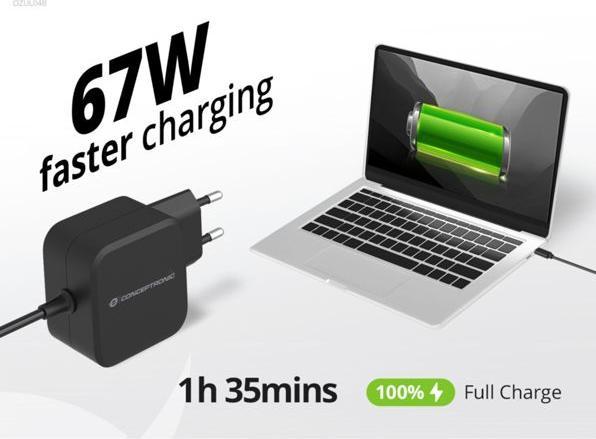 Image du produit Conceptronic Chargeur 1Port 67W, GaN USB-C Desk PD sw (67 W, 1 portion)