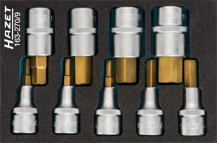 Produktbild HAZET Schraubendreher-Steckschlüsseleinsatz Satz 163-270/9 ∙ Vierkant12,5 mm (1/2 Zoll) ∙ Innen Sec… (10  mm, 15 mm, 16 mm, 14 mm, 17 mm, 11 mm, 18 mm, 12 mm, 13 mm, 19 mm)