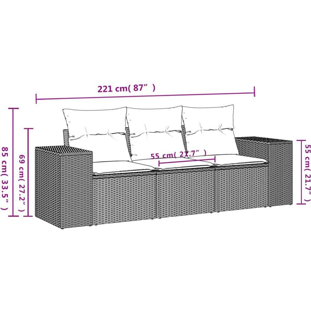 Thumbnail - VidaXL, Gartenlounge, 10-tlg. Garten-Lounge-Set mit Kissen