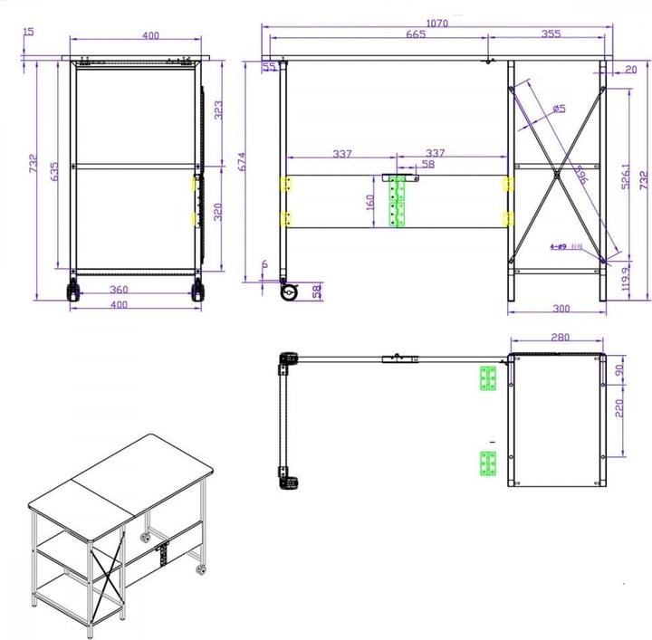 Produktbild Maclean Loft Klappschreibtisch Masse: 107x45x75cm max - 150 kg mit Platte Buche hell MC-411 W (107 x 45 x 75 cm)