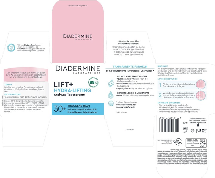 Image du produit Diadermine Crème de jour anti-âge Lift+ Hydra-Lifting H2O (50 ml)