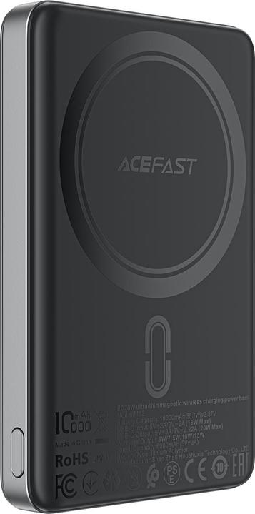 Acefast Powerbank M12-10000 PD20W ultra-slim, MagSafe compatible - black (10000 mAh, 20 W, 37 Wh)