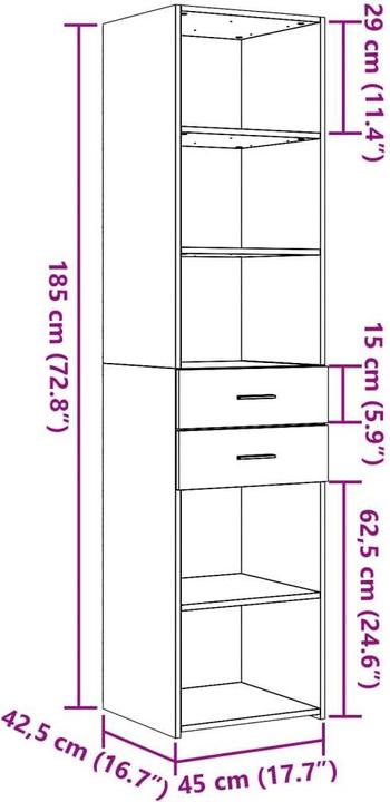 Image du produit vidaXL Highboard (45 x 42.50 x 185 cm)
