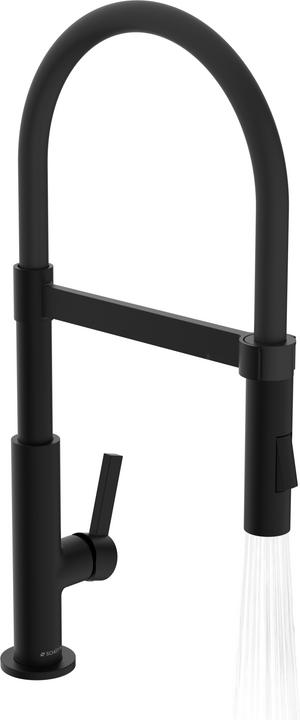 Schütte Wasserhahn Küche MIAMI Spültischarmatur Schwarz matt mit Soft-Touch Schlauch Schwenkbar 79147