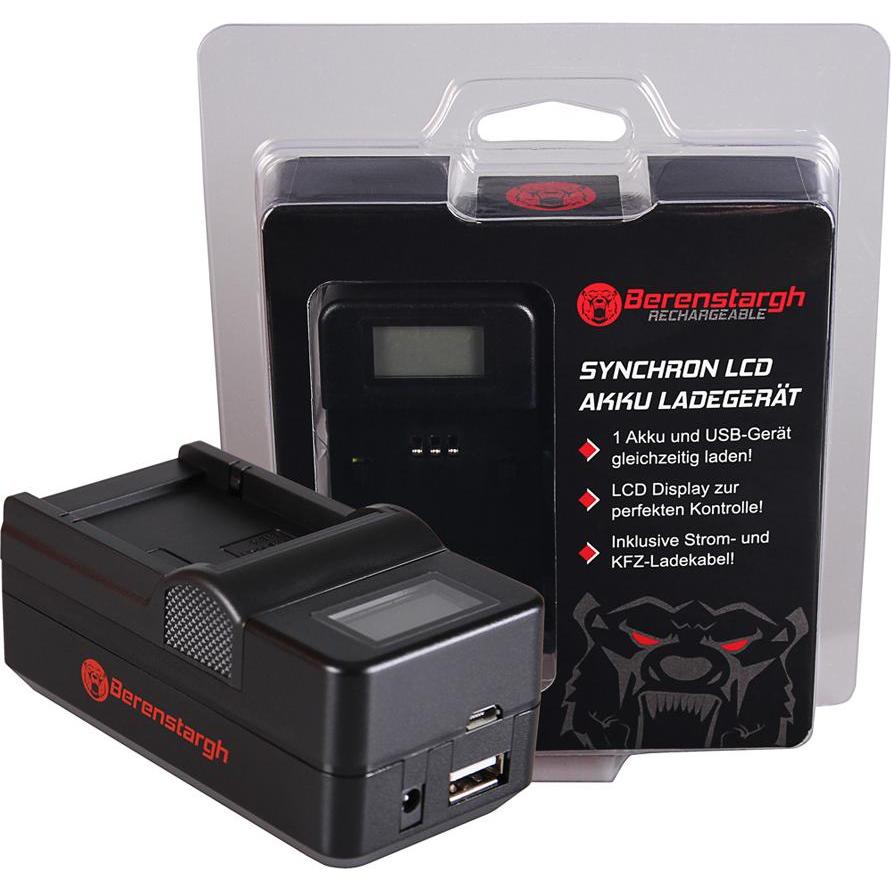 Berenstargh Synchron USB Ladegerät f. Panasonic BLB13 Lumix DMCG1 DMC-G1 DMCG10 DMC-G10 DMCG10K (Caricabatterie per fotocamere), Alimentatore fotocame