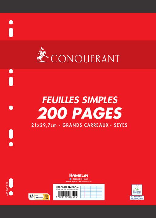 Actual product image Conquerant SEPT ring binder inserts, 210 x 297 mm