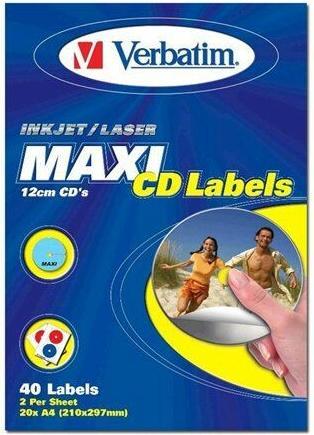 Actual product image Verbatim CD DVD 12cm Maxi Labels