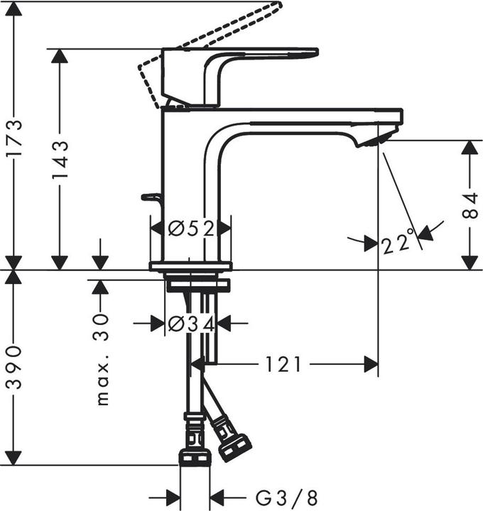Produktbild hansgrohe Rebris E Einhebel-Waschtischarmatur 80 CoolStart mit Metall Zugstangen-Ablaufgarnitur