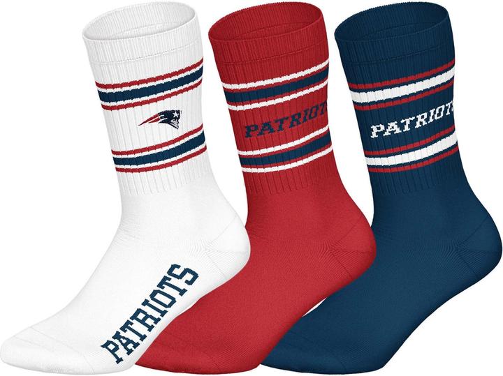 Barefoot New England Patriots 3pk Crew Socks 39-42 (39 - 42)