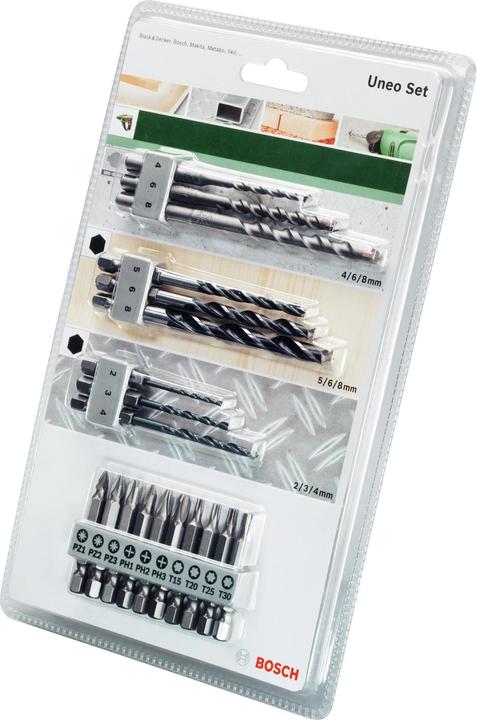 Produktbild Bosch Zubehör Bohr und Bit-Set, Uneo Mixed, 19-teilig (4 mm, 6 mm, 8 mm)
