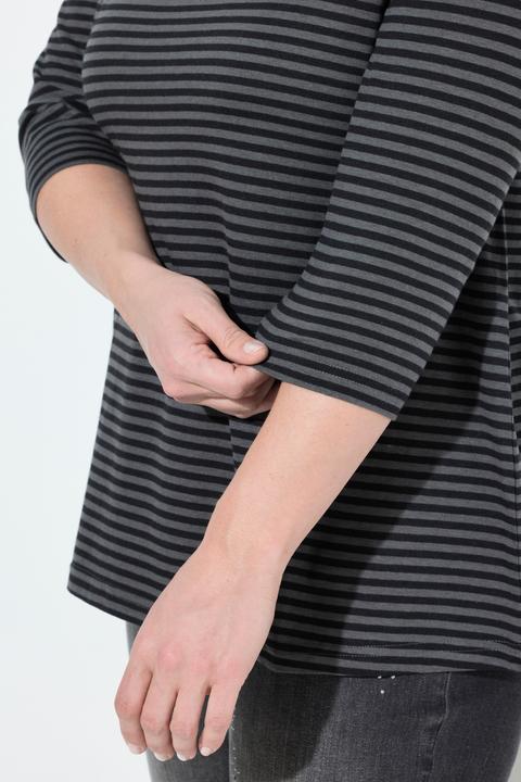 Produktbild Ulla Popken Shirt, Ringel, A-Linie, Stehkragen, 3/4-Arm (56)