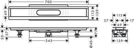 Produktbild hansgrohe HG Komplettset uBox universal für Duschrinnen Fertigsets, flach 700mm (700 mm)