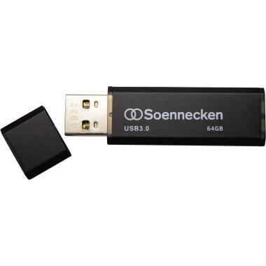 Soennecken 71619 (64 GB, USB 3.0, USB-A), USB Stick, Schwarz, Silber