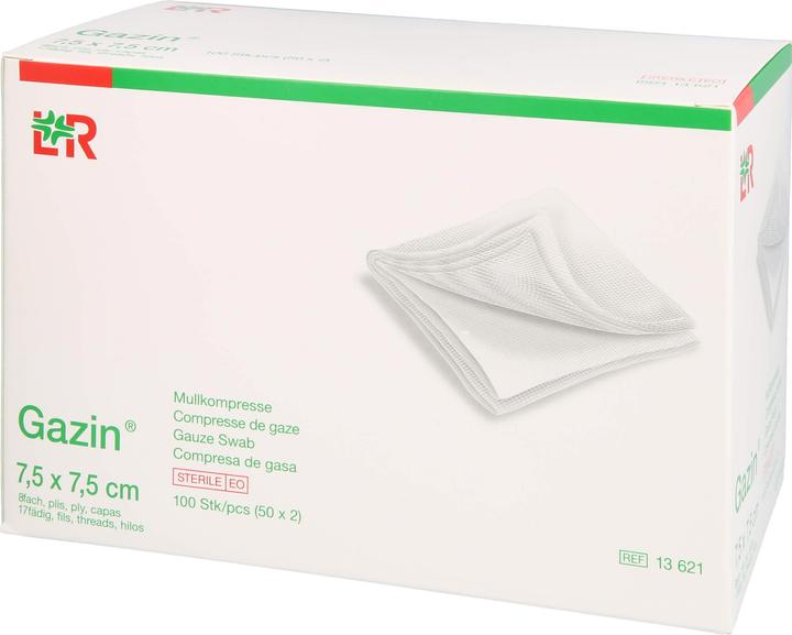 Actual product image Gazin Mullkompressen 7.5x7.5cm 8-fach steril