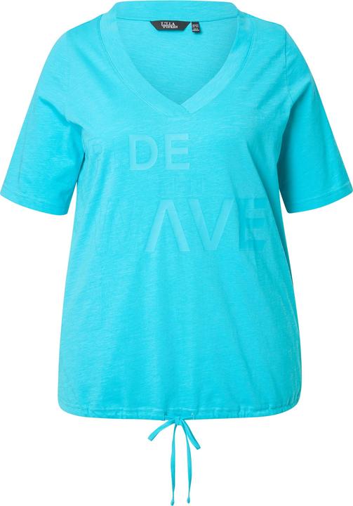 Produktbild Ulla Popken T-Shirt, Schriftdruck, Saumband, V-Ausschnitt, Halbarm (56)