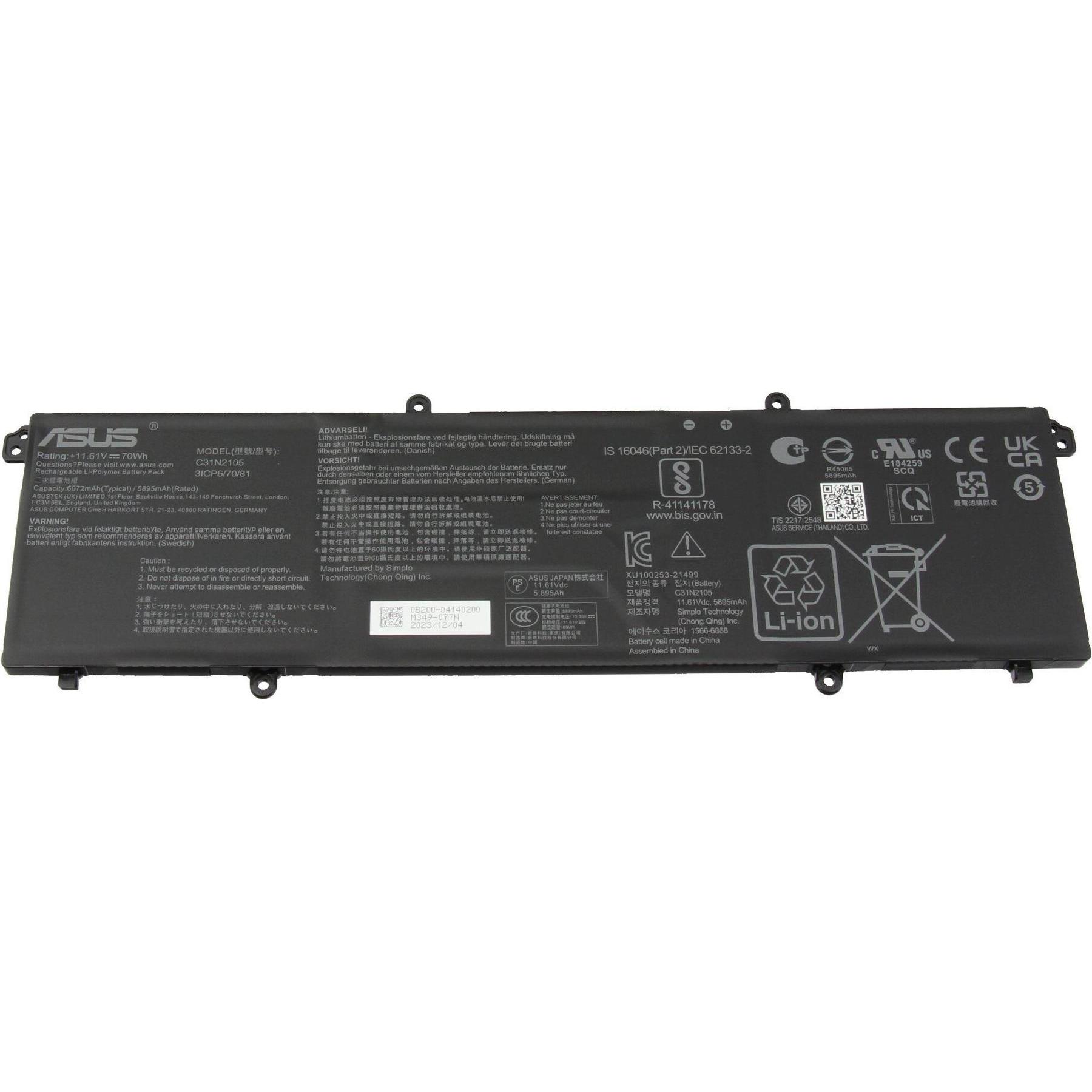 ASUS 0B200-04140000 (3 Zellen, 6080 mAh), Notebook Akku