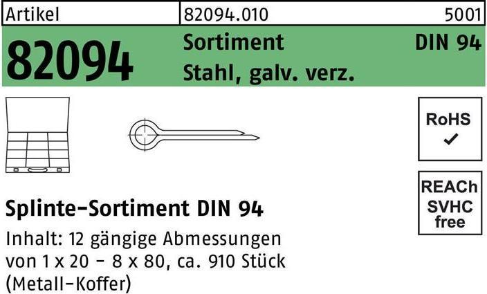 Actual product image Split pin assortment DIN 94 910 pcs. steel galvanised