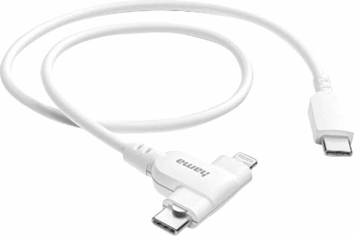 Actual product image Hama Charging cable 2-in-1, USB-C - USB-C or Lightning, MFI, 1.5 m, white (1.50 m, USB 2.0)