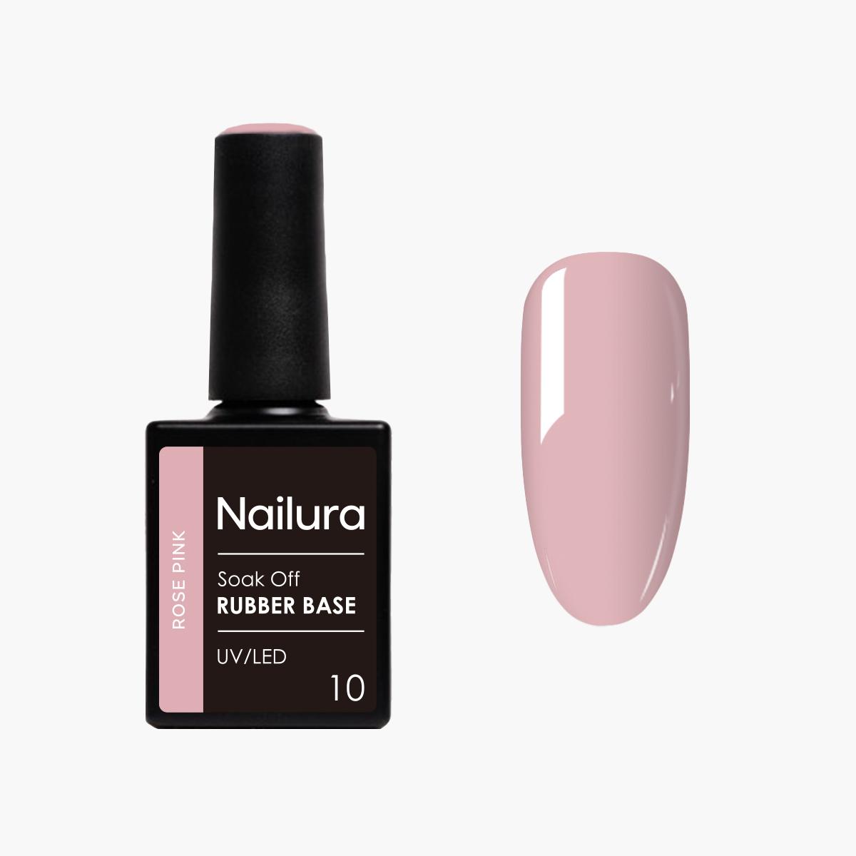Nailura, Smalto per unghie, - Rubber Base 10 - Rose Pink - 10 ml (Rosa Rosa Rosa, Base Coat)