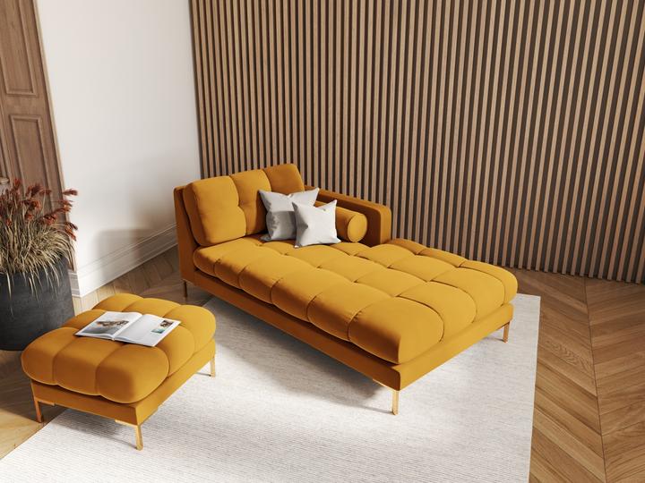 Actual product image Cosmopolitan Design Velvet Pouf, "Bali", 1 Seat, Yellow, 60x60x41 Made in Europe