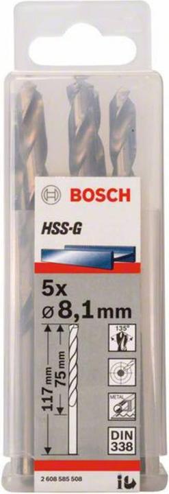 Immagine prodotto Bosch Professional Zubehör Trapano PRO Metal HSS-G, 8,1 x 75 x 117 mm (8,1 mm)