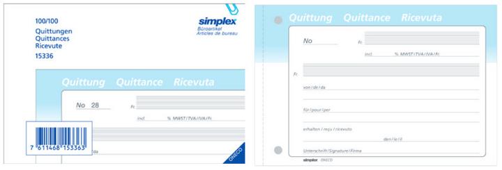 Image du produit Simplex Carnet de quittances autocopiant Oneco (150x)