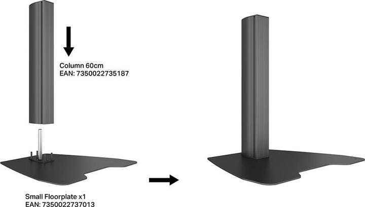 Actual product image Multibrackets Metal column for Pro System, black (Extension Pipe)