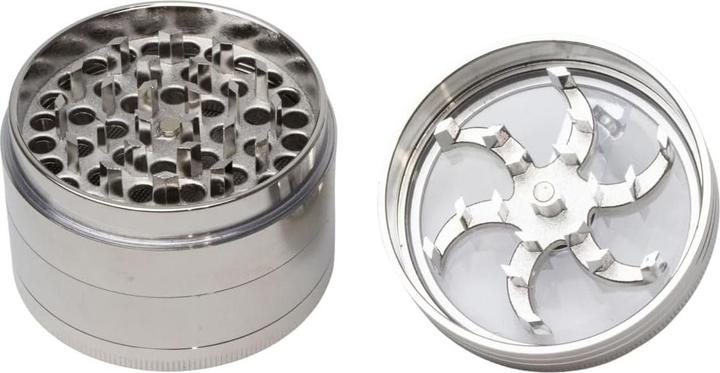 Actual product image RAW HAMMERCRAFT X Aluminium Topwinding Grinder L Silver 4parts 63mm