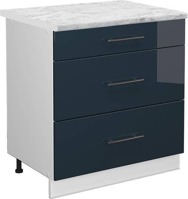 Blau, Dunkelblau hochglanz, Marble-Weiss, Weiss