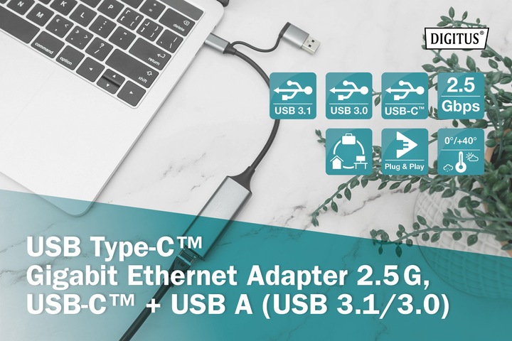 Image du produit Digitus DN-3028 (USB, USB-C, RJ45 2.5 Gigabit Ethernet (1x))