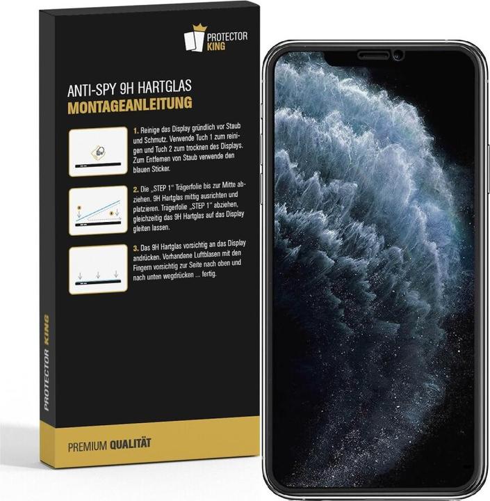 Produktbild Protectorking 1x Echtes Tempered 9H Panzerhartglas Blickschutz (4 Stk., Apple iPhone XS Max)
