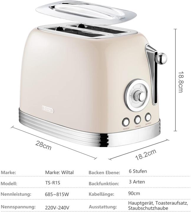 Produktbild Wiltal TS-R1S Retro Toaster