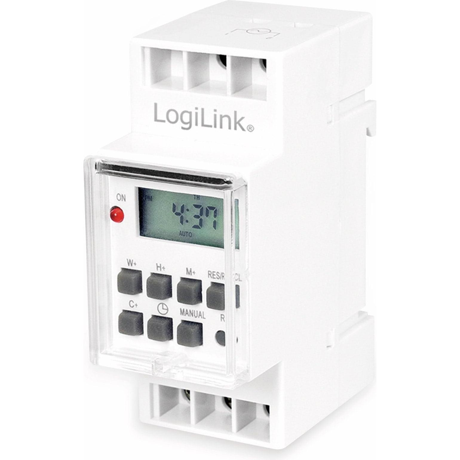 LogiLink, Zeitschaltuhr, Automatischer Netzschalter (DIN-Schienenmontage möglich)