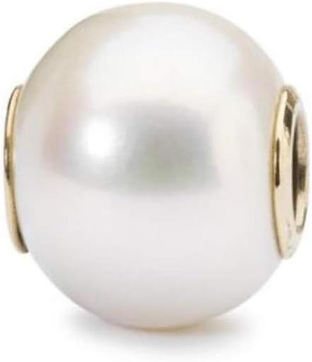 Trollbeads Ladies Bead White Pearl with Gold 750 Yellow Gold TAGBE00086 (Or jaune 750)