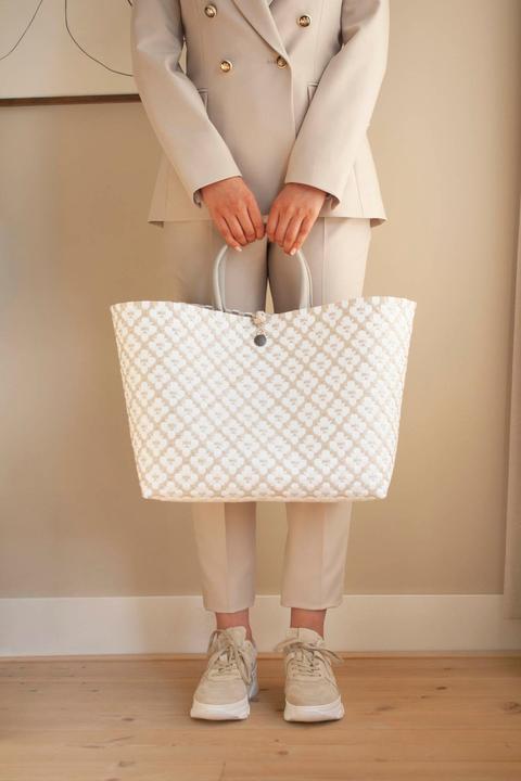 Actual product image Handed by Shopping bag Motif bag, light grey with white pattern