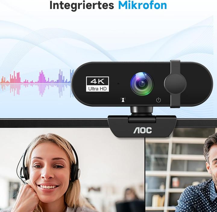 Immagine prodotto AOC AC310 Webcam 4K Ultra HD mit Autofokus & Mikrofon