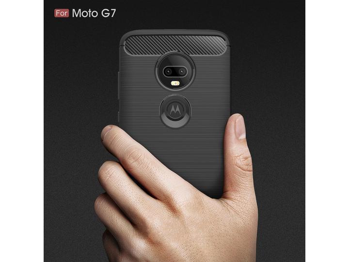 Produktbild Screenguard Motorola Moto G7 Plus Hülle Carbon Brushed Soft TPU (Motorola Moto G7 Plus)