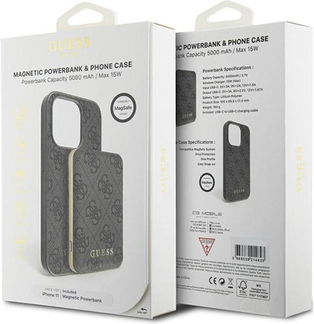 Produktbild Guess Zestaw GUBPM5N614GEMGK iPhone 11 6.1" hardcase + Powerbank 5000mAh MagSafe czarny/black 4G Met (Apple iPhone 11)