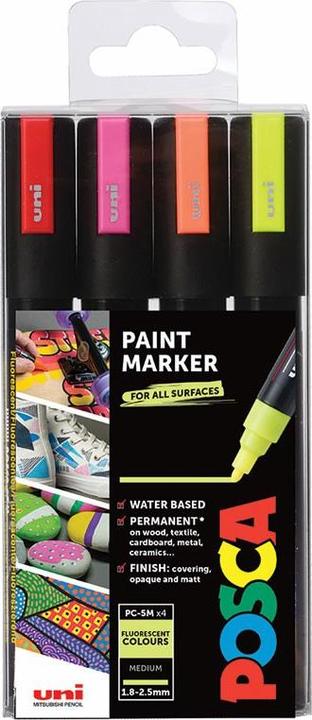Productafbeelding Posca Viltstift PC-5M Set van 4 neonkleuren (Neon assorti, 2.50 mm, 4 x)