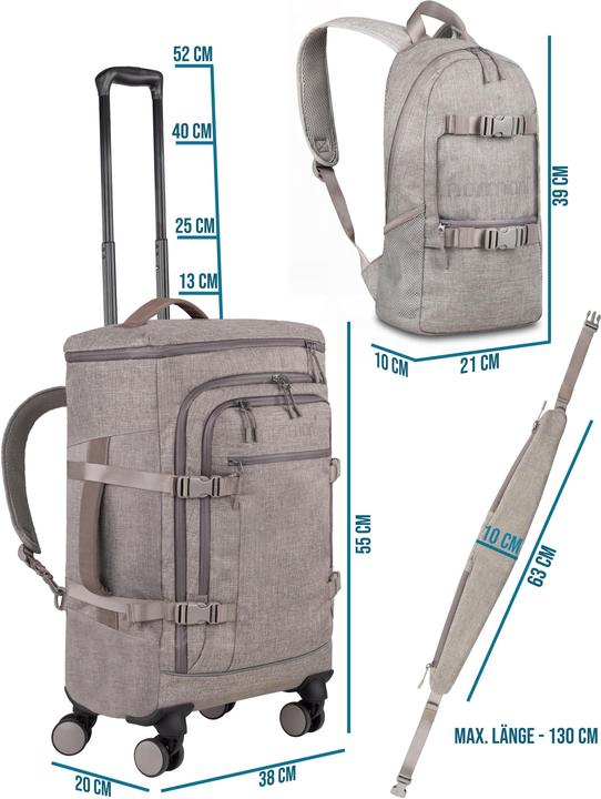 Image du produit Normani Reisetrolley mit kleinem 8L Rucksack und Hüftgurt - 9887 (47 l)