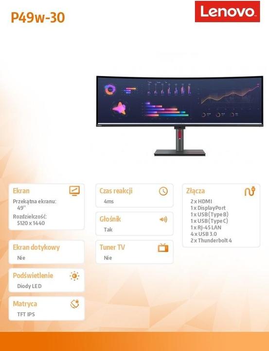 Productafbeelding Lenovo ThinkVision P49w-30 (5120 x 1440 pixels, 49")