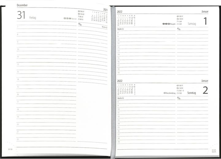Voedingswaarden en ingrediënten Güss Boekenkalender A5 1 dag/pagina zwart 2025 (14,5 x 20,5 cm)