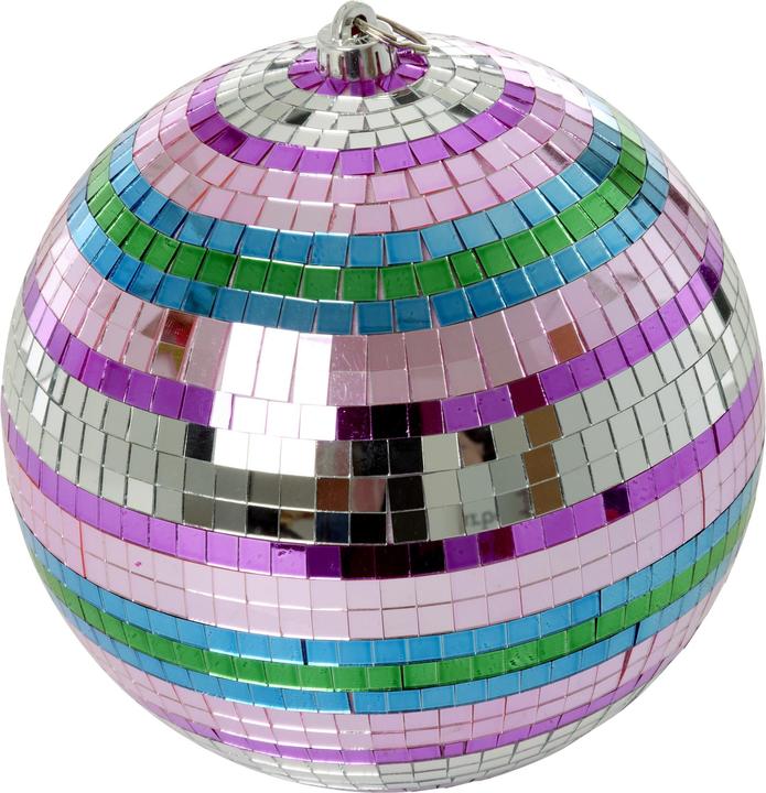 Actual product image Rice - Disco Ball with Funky Stripes - Pink, Silver, Green, and Blue - Large (25 cm)