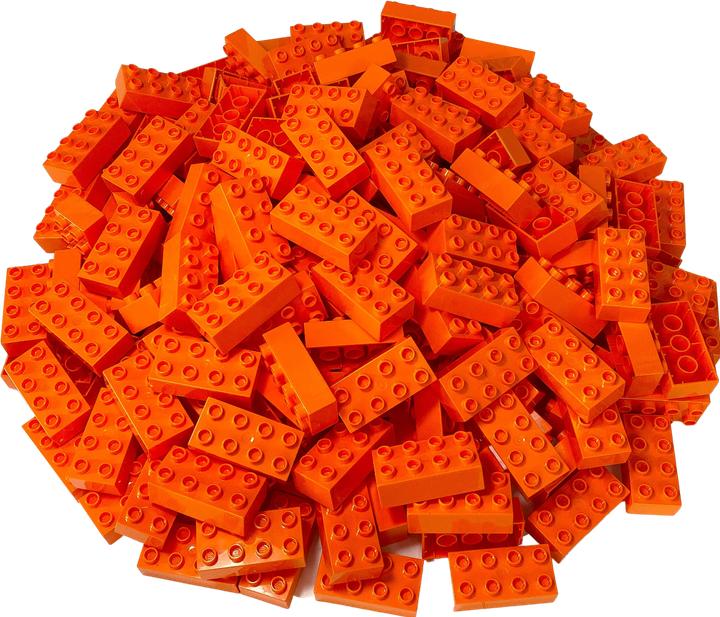 Actual product image LEGO Duplo 2x4 bricks orange - 50 pieces - basic building blocks 3011 NEW (3011)