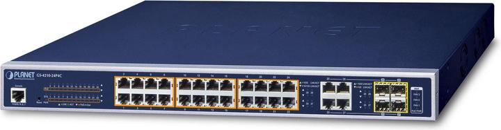 Actual product image Planet 24 Port 10/100/1000Mbps PoE 4 Port Gigabit ComboManaged Gigabit Switch 202W Power Consumption (24 Ports)