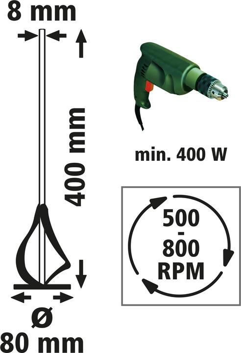 Actual product image wolfcraft 1 paint and mortar mixer ø85x400mm
