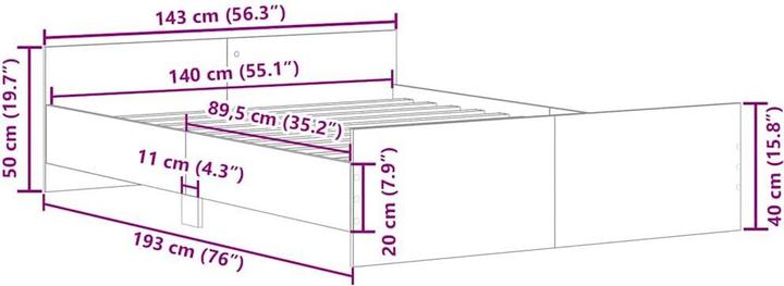 Produktbild vidaXL Bettgestell (140 x 190 cm)