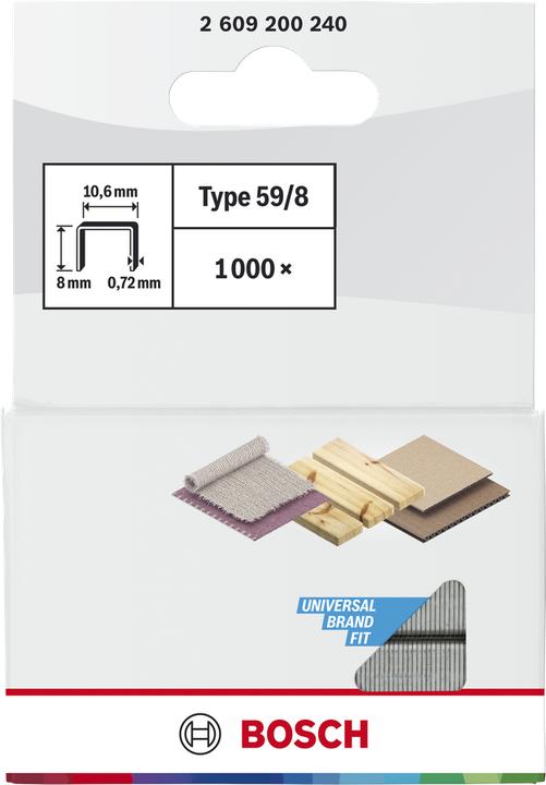Actual product image Bosch Professional Zubehör Fine wire staple type 59, 10.6 x 0.72 x 8 mm, 1000-pack