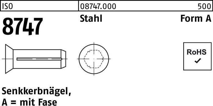Produktbild Senkkerbnagel ISO 8747 m.Fase 5 x 15 Stahl ISO 8747